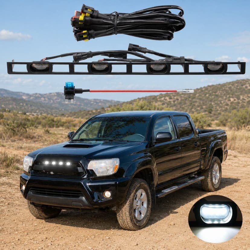 Front grille Raptor lights compatible with 2012, 2013, 2014, 2015 Toyota Tacoma with TRD Pro grille