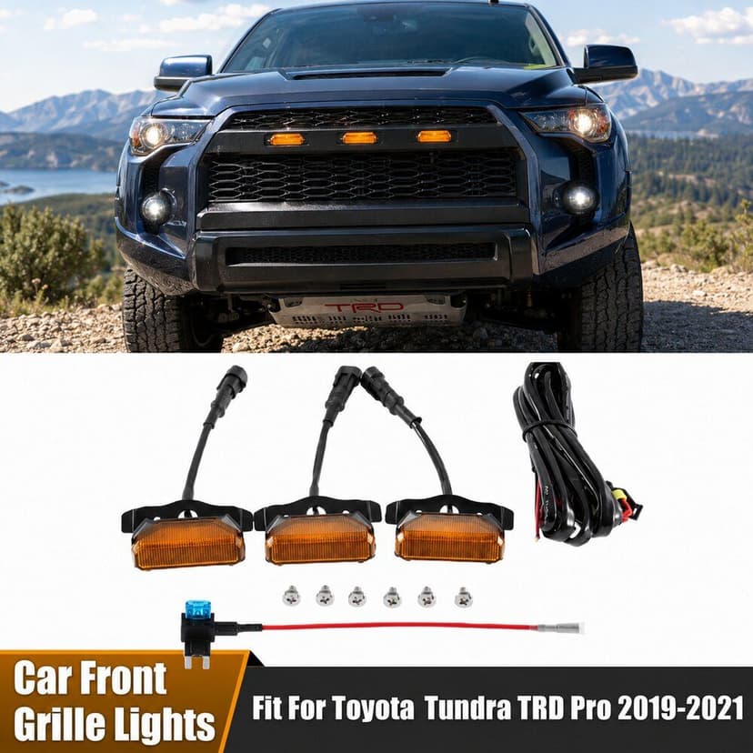3Pcs/Set 12V Front Grille Lights Fit For Toyota Tundra TRD Pro 2019 2020 2021 Car External Grill DRL Singal Lamp